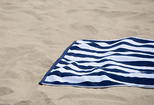 LANE LINEN 100% Cotton Beach Towel, Pack of 2 Beach Towels Set, Cabana Stripe Pool Towels, Oversized Beach Towels for Adults (30" x 60”), Highly Absorbent, Large Beach Towels, Quick Dry Towel - Blue