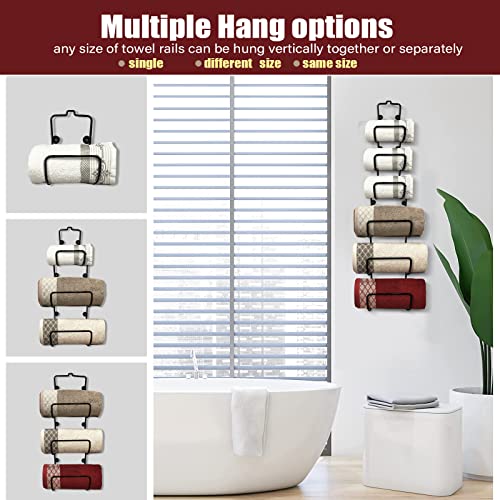 DIY Bathroom Towel Rack Holder Set - Adjustable Wall Mounted & Over The Door Hanging Storage Organizer for Hand/Bath Towels, Set of 6