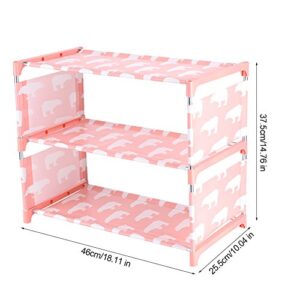 Fdit 3 Tier Stackable Shoe Shelves Portable Shoe Tower Closet Rack Storage Cabinet Boot Organizer Shoe Stand for Slippers Sneakers High Heels(Pink)