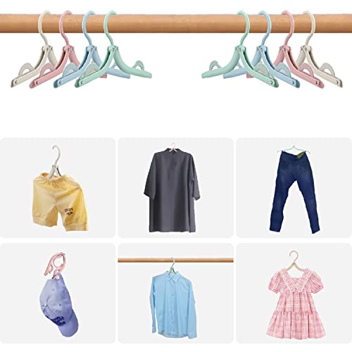 12 Pieces Folding Travel Hangers, Folding Travel Hangers, Folding Hangers Lightweight Travel Accessories Folding Drying Racks for Family Outdoor Travel (4 Colors) (Hanger)