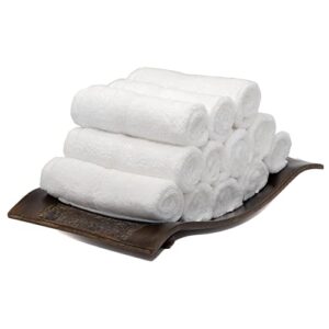 mosobam 700 gsm hotel luxury bamboo viscose-cotton, washcloths 13x13, set of 12, white, turkish baby bath towel, face washcloth