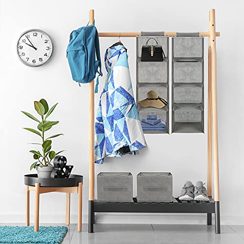ZBYOMI 4 Shelf Hanging Closet Organizer, Hanging Close Shelves for Closet Organizer with Hook and Loops, Collapsible Storage Shelves for Clothes, Pants, and Shoes-2 Pack