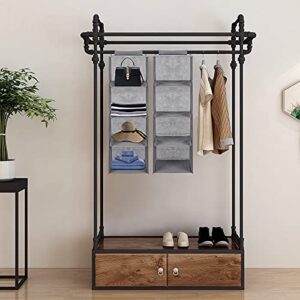 ZBYOMI 4 Shelf Hanging Closet Organizer, Hanging Close Shelves for Closet Organizer with Hook and Loops, Collapsible Storage Shelves for Clothes, Pants, and Shoes-2 Pack