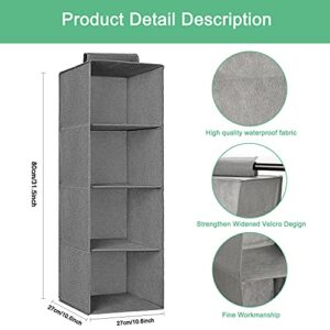 ZBYOMI 4 Shelf Hanging Closet Organizer, Hanging Close Shelves for Closet Organizer with Hook and Loops, Collapsible Storage Shelves for Clothes, Pants, and Shoes-2 Pack