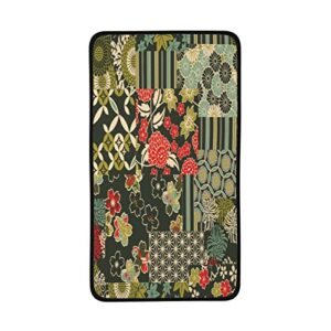wozukia patchwork floral hand towels traditional japanese abstract floral pattern vintage repeat texture hand towels for bath hand face gym and spa bathroom decoration 16"x28"