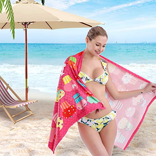 Auxory Beach Towel, 30"x60" Microfiber Beach Towels for Travel, Quick Dry Towel for Swimmers Sand Proof Beach Towels for Women Men Girls Kids, Cool Pool Towels Beach Accessories Super Absorbent Towel