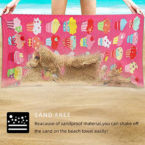 Auxory Beach Towel, 30"x60" Microfiber Beach Towels for Travel, Quick Dry Towel for Swimmers Sand Proof Beach Towels for Women Men Girls Kids, Cool Pool Towels Beach Accessories Super Absorbent Towel