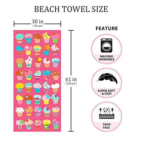 Auxory Beach Towel, 30"x60" Microfiber Beach Towels for Travel, Quick Dry Towel for Swimmers Sand Proof Beach Towels for Women Men Girls Kids, Cool Pool Towels Beach Accessories Super Absorbent Towel