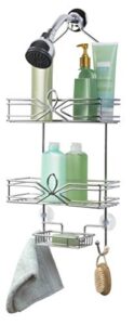 richards homewares aria 3-tier shower and bath caddy with soap dish, 11 x 4.9 x 25.4-inch, chrome