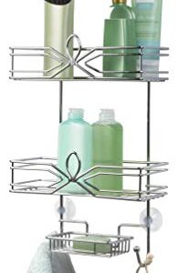 Richards Homewares Aria 3-Tier Shower and Bath Caddy with Soap Dish, 11 x 4.9 x 25.4-Inch, Chrome