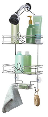 Richards Homewares Aria 3-Tier Shower and Bath Caddy with Soap Dish, 11 x 4.9 x 25.4-Inch, Chrome