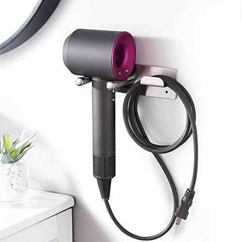 Hair Dryer Holder, SUS304 Adhesive Blow Dryer Holder Wall Mounted Compatible with Dyson Hair Dryer, Hair Dryer Organizer Dyson Hair Dryer Wall Mount