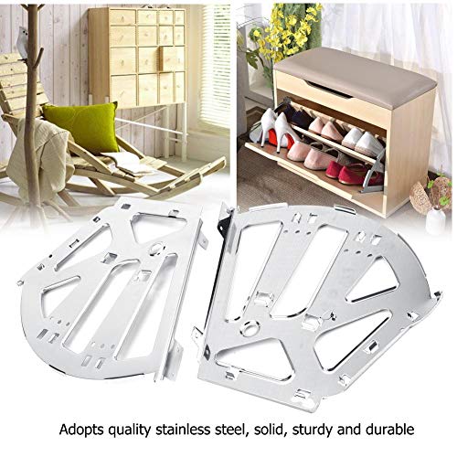 Shoes Cabinet Hinge,2Pcs Stainless Steel Shoes Drawer Hinges Shoe Rack Flip Frame Turing Rack Replacement Fittings for Shoes Storage and Arrangement (3 Layers)