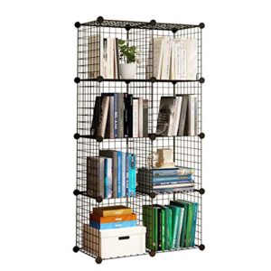 kousi 14"x14" wire cube storage, metal grid organizer, 8-cube modular shelving unit, stackable bookcase, ideal for living room, bedroom, office, garage