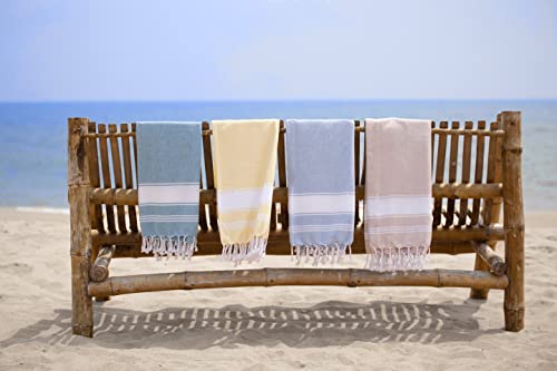 LANE LINEN 100% Cotton Beach Towel with Bag 2 Pack Towels Oversized 39"x71" Pool Highly Absorbent Extra Large Quick Dry Travel Towel - Aqua