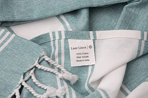 LANE LINEN 100% Cotton Beach Towel with Bag 2 Pack Towels Oversized 39"x71" Pool Highly Absorbent Extra Large Quick Dry Travel Towel - Aqua
