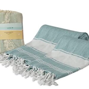 LANE LINEN 100% Cotton Beach Towel with Bag 2 Pack Towels Oversized 39"x71" Pool Highly Absorbent Extra Large Quick Dry Travel Towel - Aqua