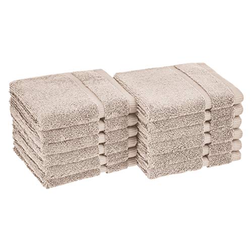 Amazon Basics GOTS Certified Organic Cotton Washcloths - 12-Pack, Delicate Fawn