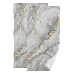 grey marble hand towels - elegant white marble print with gold textured pattern cotton soft bath hand towel for home bathroom kitchen hotel spa
