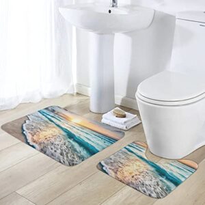 Bathroom Rugs Sets 2 Piece Bath Mat Beach Machine Wash Absorbent Soft Shower Tub Mat Toilet Non-Slip Home Decor Gifts for Mom,20''×32''