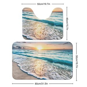 Bathroom Rugs Sets 2 Piece Bath Mat Beach Machine Wash Absorbent Soft Shower Tub Mat Toilet Non-Slip Home Decor Gifts for Mom,20''×32''