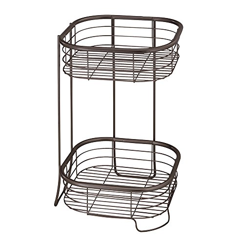 iDesign Forma Free Standing Bathroom or Shower Storage Shelves for Towels, Soap, Shampoo, Lotion, Accessories - 2 Tier, Bronze