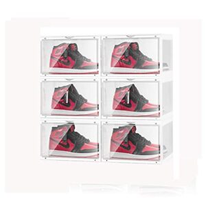 shoe boxes clear plastic stackable, s-jiang sneaker storage box display boxes, storage bins shoe container organizer for entryway closets (3 pack)