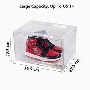 Shoe Boxes Clear Plastic Stackable, S-JIANG Sneaker Storage Box Display Boxes, Storage Bins Shoe Container Organizer for Entryway Closets (3 Pack)