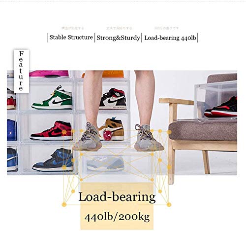 Shoe Boxes Clear Plastic Stackable, S-JIANG Sneaker Storage Box Display Boxes, Storage Bins Shoe Container Organizer for Entryway Closets (3 Pack)