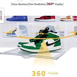 Shoe Boxes Clear Plastic Stackable, S-JIANG Sneaker Storage Box Display Boxes, Storage Bins Shoe Container Organizer for Entryway Closets (3 Pack)