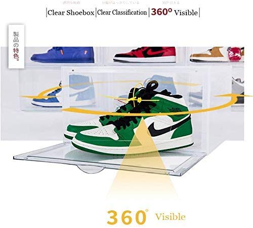 Shoe Boxes Clear Plastic Stackable, S-JIANG Sneaker Storage Box Display Boxes, Storage Bins Shoe Container Organizer for Entryway Closets (3 Pack)