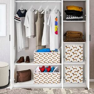 susiyo Brown Dachshund Large Foldable Open Storage Bins Storage Cubes Organizer for Home Office Closet Nursery Toys Towels (Square-11.02x11.02x11.02in)