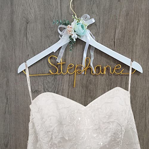 Wedding Dress Hanger,Bridal Hanger for Wedding Dress,Mrs Hanger Bride Accessory,Wooden and Steel Wire Hanger,Bridal Gift