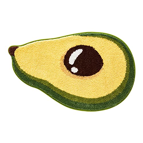 WREWING Cute Bath Mat, Ultra Soft Superfine Fiber Avocado Rug Bathroom, Non Slip Water Absorbent Bath Mat Area Rug for Bathtub Toilet Bedroom Kitchen Bathroom Entrance Mat 19.7 x 31.5 Inch (Avocado)