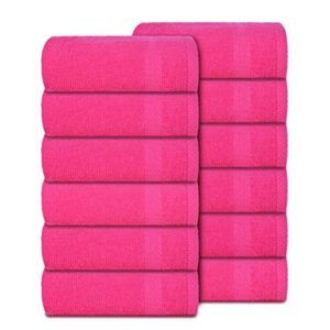 glamburg ultra soft 12-piece washcloths set 13x13-100% ringspun cotton - durable & highly absorbent face towels - ideal for use in bathroom, kitchen, gym, spa & general cleaning - hot pink