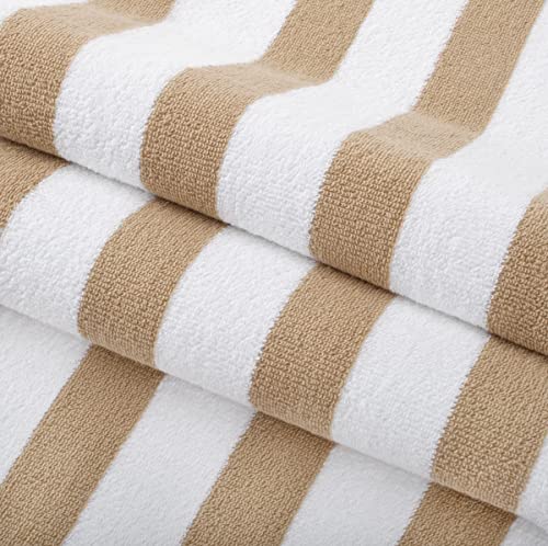 Arkwright Cali Cabana Beach Towels - (Pack of 4) 100% Ring Spun Cotton Large Soft Quick Dry Pool Towel, Perfect for Hotel, Swim, Bathroom Hot Tub, and Resort, 30 x 60 in, Beige