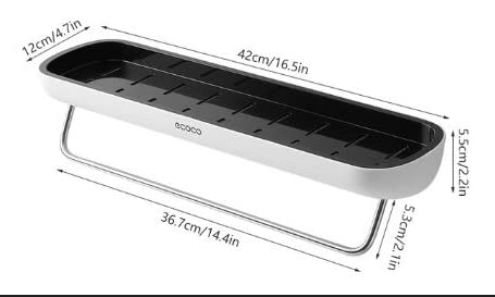 Floating Bathroom Organizer - Wall Mounted Shower Caddy Shelf - With Towel Rail - Extra Strong Self Adhesive - No Drilling - Easy Drainage - Rustproof. (White/Black)