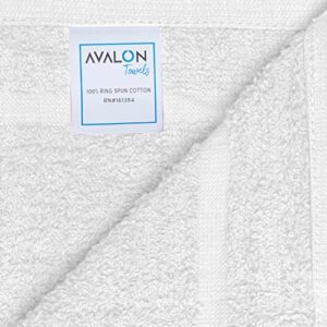 Avalon Towels Cotton Washcloths – (Pack of 24) Size 12x12 Inches Premium Ring Spun Cotton, Super Absorbent Soft Face Towels, Gym Towels, Hotel Spa Quality, Reusable Multipurpose Towels (White)