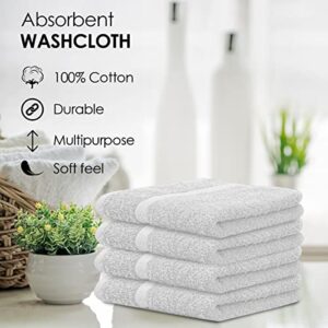 Avalon Towels Cotton Washcloths – (Pack of 24) Size 12x12 Inches Premium Ring Spun Cotton, Super Absorbent Soft Face Towels, Gym Towels, Hotel Spa Quality, Reusable Multipurpose Towels (White)