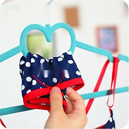 WSNDY Coat Hanger 10 Pieces Colorful Velvet Clothes Hangers Loving Heart Velvet Coat Hanger Non- Slip Heart- Shaped Multifunction Hangers (Color : Red 10 Pieces)