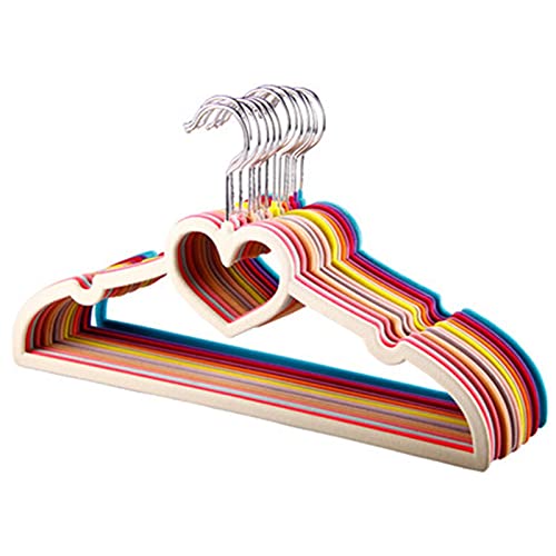 WSNDY Coat Hanger 10 Pieces Colorful Velvet Clothes Hangers Loving Heart Velvet Coat Hanger Non- Slip Heart- Shaped Multifunction Hangers (Color : Red 10 Pieces)