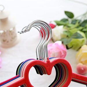 WSNDY Coat Hanger 10 Pieces Colorful Velvet Clothes Hangers Loving Heart Velvet Coat Hanger Non- Slip Heart- Shaped Multifunction Hangers (Color : Red 10 Pieces)