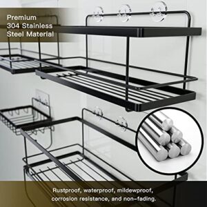 Yuthsona 4-Pack Shower Caddy, Adhesive Shower Shelves for Bathroom Organizer, Stainless Steel Shower Storage Basket with Removable Towel Rack & Hooks, Wall Mounted Shelve Soap Dish Holder for Bathroom