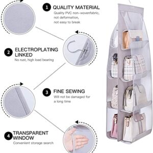 Hanging Bag-Cloth Dual Sided Hanging Storage Bags for Bags, with 360° Rotating Metal Hanger (Pink(8 Grids))