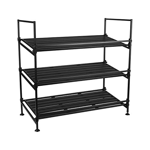 Neu Home 97223W-1 Espresso 3 Tier Utility Shoe Rack Storage - No Tool Assembly