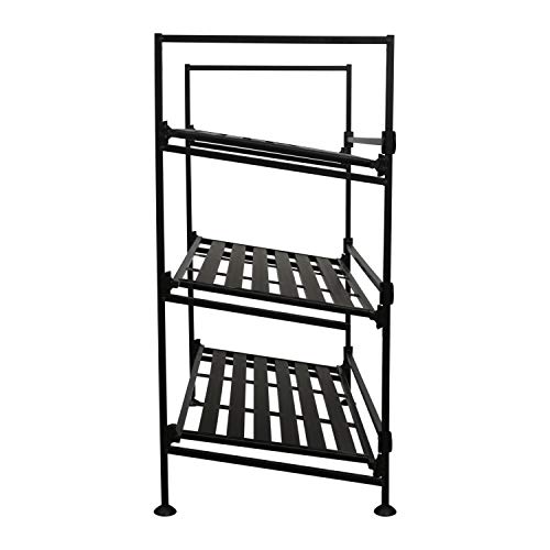 Neu Home 97223W-1 Espresso 3 Tier Utility Shoe Rack Storage - No Tool Assembly