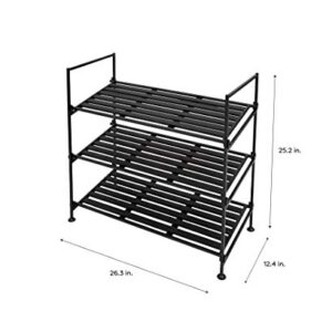 Neu Home 97223W-1 Espresso 3 Tier Utility Shoe Rack Storage - No Tool Assembly