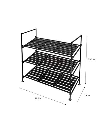 Neu Home 97223W-1 Espresso 3 Tier Utility Shoe Rack Storage - No Tool Assembly