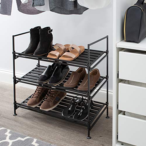 Neu Home 97223W-1 Espresso 3 Tier Utility Shoe Rack Storage - No Tool Assembly