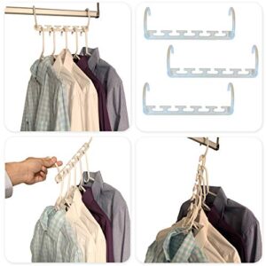 juniper's secret closet organizer space saving clothes hangers plastic dorm room essentials - 8 pack magic hangers for skirt, pants, shirts, trousers - free eyeglass pouch